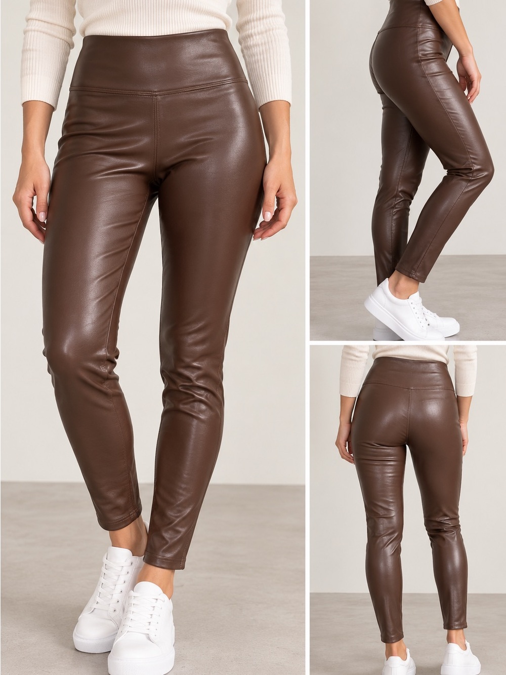 Hollister Ultra High-Rise Brown Faux Leather Leggings S NWOT